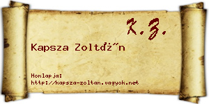 Kapsza Zoltán névjegykártya